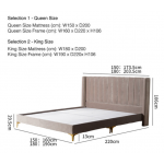 Fuurn BD9007 Velvet Beauty 大號雙人布藝床架 (淺灰色)